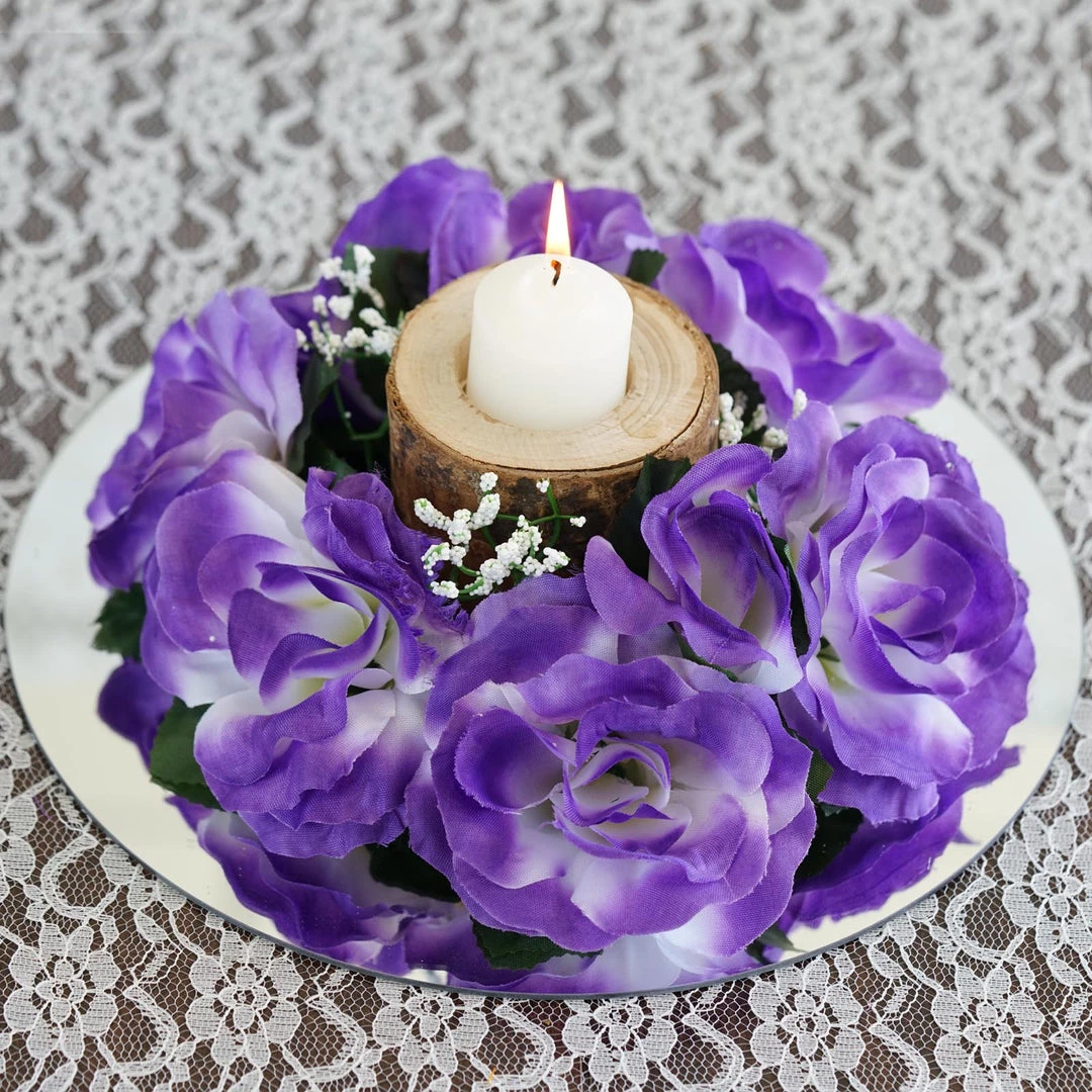 Silkflowersfactory Rose Candle Rings Silk Rose Candle Ring Artificial Flowers - Purple - 4 Pcs 4 Silkflowersfactory Rose Candle Rings Silk Rose Candle Ring Artificial Flowers - Purple - 4 Pcs