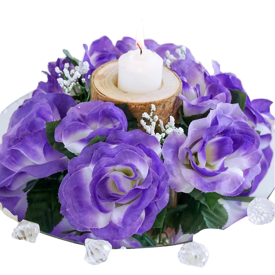Silkflowersfactory Rose Candle Rings Silk Rose Candle Ring Artificial Flowers - Purple - 4 Pcs 5 Silkflowersfactory Rose Candle Rings Silk Rose Candle Ring Artificial Flowers - Purple - 4 Pcs