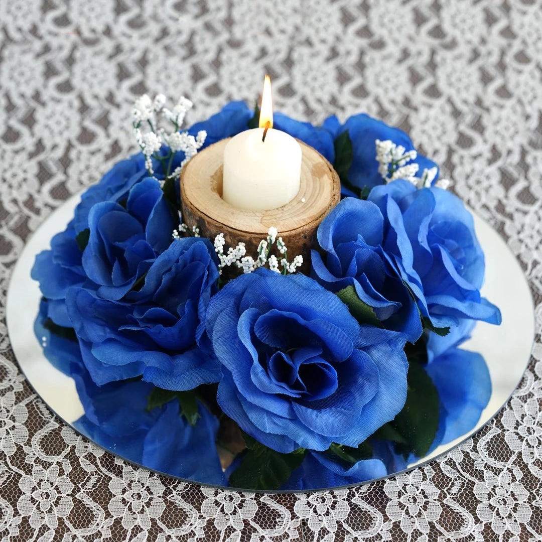 Silkflowersfactory Silk Rose Candle Ring Artificial Flowers - Royal Blue - 4 Pcs Rose Candle Rings 4 Silkflowersfactory Silk Rose Candle Ring Artificial Flowers - Royal Blue - 4 Pcs Rose Candle Rings