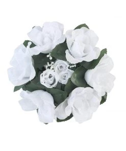 HIER_1600 4 Pack White Artificial Silk Rose Floral Candle Rings 16 HIER_1600 4 Pack White Artificial Silk Rose Floral Candle Rings