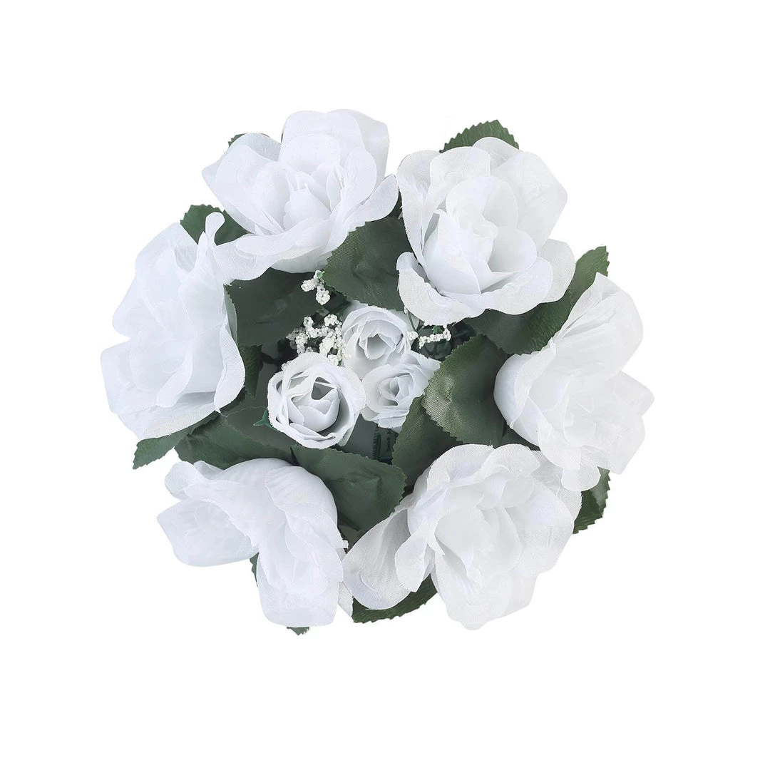 HIER_1600 4 Pack White Artificial Silk Rose Floral Candle Rings 5 HIER_1600 4 Pack White Artificial Silk Rose Floral Candle Rings
