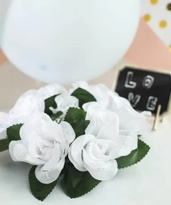 HIER_1600 4 Pack White Artificial Silk Rose Floral Candle Rings 25 HIER_1600 4 Pack White Artificial Silk Rose Floral Candle Rings