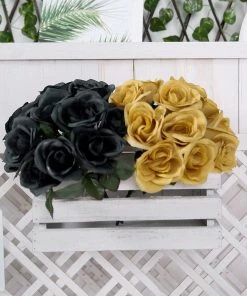 Silkflowersfactory Velvet Rose Bouquet Artificial Flowers- Black 22 Silkflowersfactory Velvet Rose Bouquet Artificial Flowers- Black
