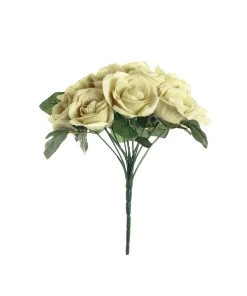 Silkflowersfactory Velvet Rose Bouquet Artificial Flowers- Champagne 16 Silkflowersfactory Velvet Rose Bouquet Artificial Flowers- Champagne