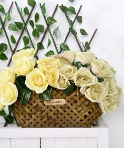 Silkflowersfactory Velvet Rose Bouquet Artificial Flowers- Champagne 18 Silkflowersfactory Velvet Rose Bouquet Artificial Flowers- Champagne