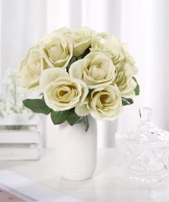 Silkflowersfactory Velvet Rose Bouquet Artificial Flowers- Champagne 21 Silkflowersfactory Velvet Rose Bouquet Artificial Flowers- Champagne