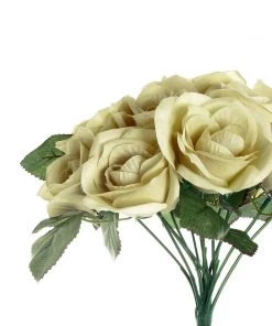 Silkflowersfactory Velvet Rose Bouquet Artificial Flowers- Champagne 14 Silkflowersfactory Velvet Rose Bouquet Artificial Flowers- Champagne