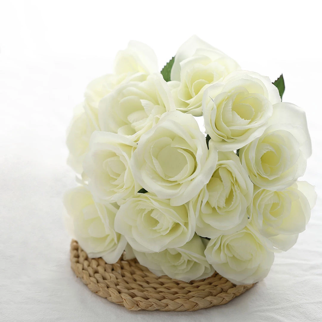 Silkflowersfactory Velvet Rose Bouquet Artificial Flowers- Cream 7 Silkflowersfactory Velvet Rose Bouquet Artificial Flowers- Cream