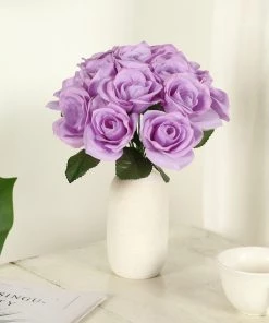Silkflowersfactory Velvet Rose Bouquet Artificial Flowers- Lavender