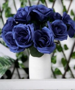Silkflowersfactory Velvet Rose Bouquet Artificial Flowers- Navy Blue Bouquets 20 Silkflowersfactory Velvet Rose Bouquet Artificial Flowers- Navy Blue Bouquets