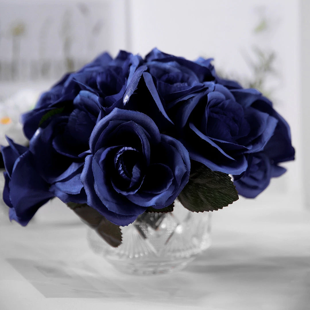 Silkflowersfactory Velvet Rose Bouquet Artificial Flowers- Navy Blue Bouquets 4 Silkflowersfactory Velvet Rose Bouquet Artificial Flowers- Navy Blue Bouquets