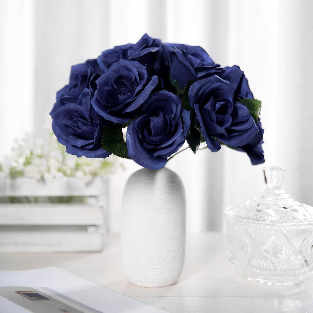 Silkflowersfactory Velvet Rose Bouquet Artificial Flowers- Navy Blue Bouquets 12 Silkflowersfactory Velvet Rose Bouquet Artificial Flowers- Navy Blue Bouquets