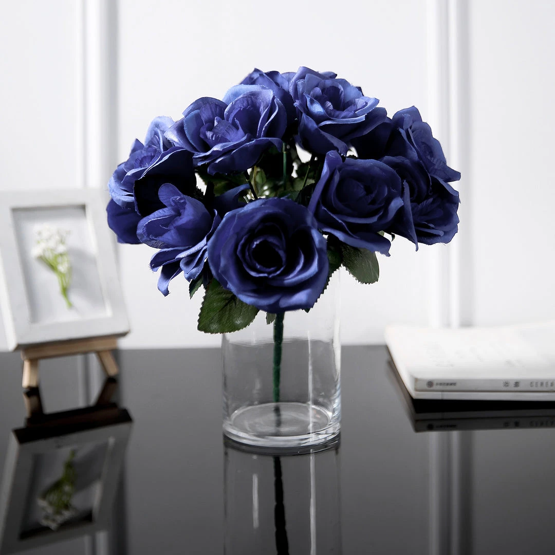 Silkflowersfactory Velvet Rose Bouquet Artificial Flowers- Navy Blue Bouquets 6 Silkflowersfactory Velvet Rose Bouquet Artificial Flowers- Navy Blue Bouquets