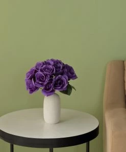 Silkflowersfactory Bouquets Velvet Rose Bouquet Artificial Flowers- Purple 14 Silkflowersfactory Bouquets Velvet Rose Bouquet Artificial Flowers- Purple