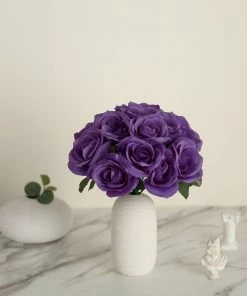 Silkflowersfactory Bouquets Velvet Rose Bouquet Artificial Flowers- Purple 15 Silkflowersfactory Bouquets Velvet Rose Bouquet Artificial Flowers- Purple