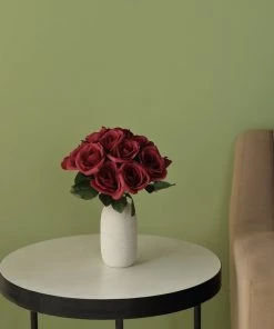 Silkflowersfactory Velvet Rose Bouquet Artificial Flowers- Red