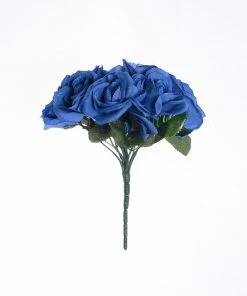 Silkflowersfactory Bouquets Velvet Rose Bouquet Artificial Flowers- Royal Blue 15 Silkflowersfactory Bouquets Velvet Rose Bouquet Artificial Flowers- Royal Blue