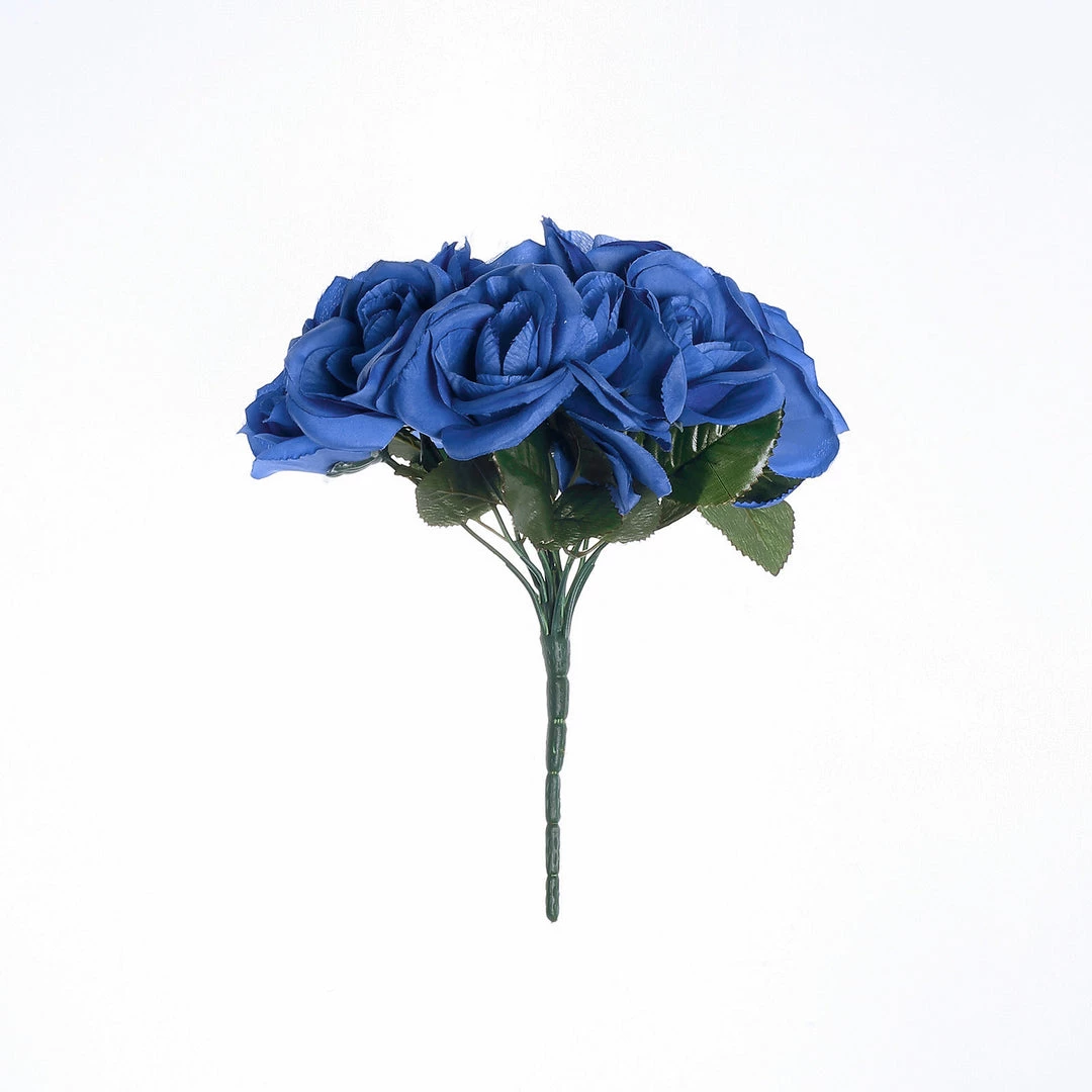 Silkflowersfactory Bouquets Velvet Rose Bouquet Artificial Flowers- Royal Blue 6 Silkflowersfactory Bouquets Velvet Rose Bouquet Artificial Flowers- Royal Blue