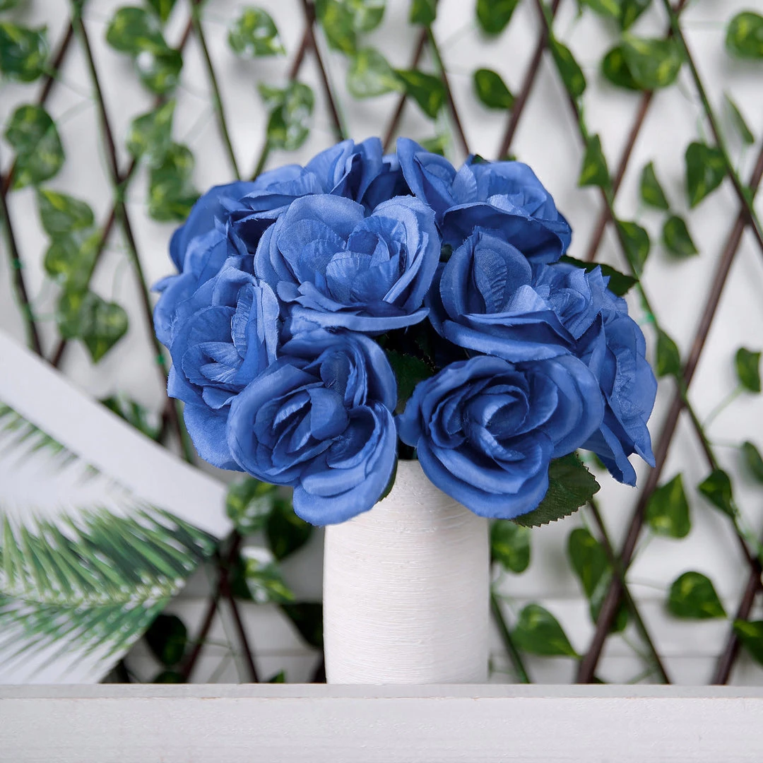 Silkflowersfactory Bouquets Velvet Rose Bouquet Artificial Flowers- Royal Blue 10 Silkflowersfactory Bouquets Velvet Rose Bouquet Artificial Flowers- Royal Blue