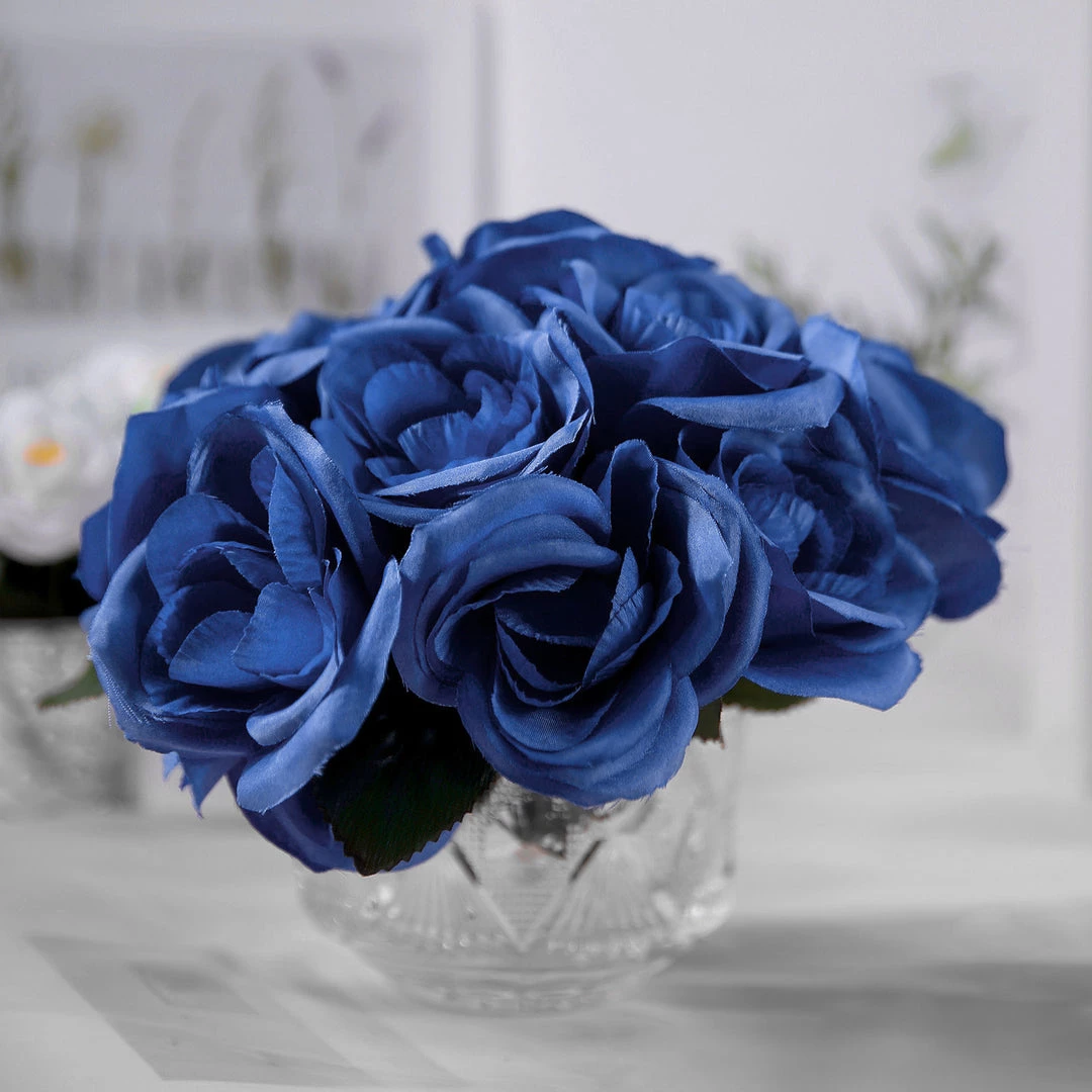 Silkflowersfactory Bouquets Velvet Rose Bouquet Artificial Flowers- Royal Blue 4 Silkflowersfactory Bouquets Velvet Rose Bouquet Artificial Flowers- Royal Blue