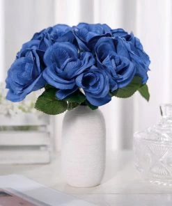 Silkflowersfactory Bouquets Velvet Rose Bouquet Artificial Flowers- Royal Blue 20 Silkflowersfactory Bouquets Velvet Rose Bouquet Artificial Flowers- Royal Blue