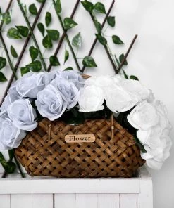 Silkflowersfactory Velvet Rose Bouquet Artificial Flowers- White Bouquets