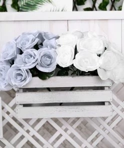 Silkflowersfactory Velvet Rose Bouquet Artificial Flowers- White Bouquets