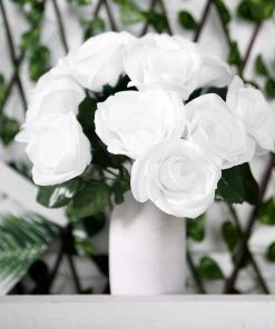 Silkflowersfactory Velvet Rose Bouquet Artificial Flowers- White Bouquets
