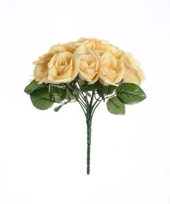 Silkflowersfactory Velvet Rose Bouquet Artificial Flowers- Yellow Bouquets 15 Silkflowersfactory Velvet Rose Bouquet Artificial Flowers- Yellow Bouquets