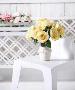 Silkflowersfactory Velvet Rose Bouquet Artificial Flowers- Yellow Bouquets 17 Silkflowersfactory Velvet Rose Bouquet Artificial Flowers- Yellow Bouquets