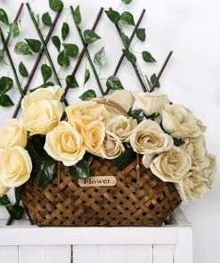 Silkflowersfactory Velvet Rose Bouquet Artificial Flowers- Yellow Bouquets 18 Silkflowersfactory Velvet Rose Bouquet Artificial Flowers- Yellow Bouquets