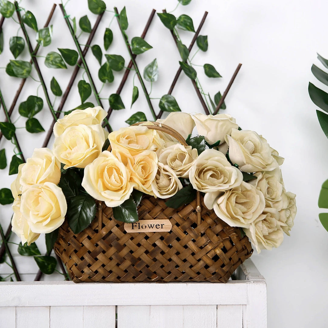 Silkflowersfactory Velvet Rose Bouquet Artificial Flowers- Yellow Bouquets 9 Silkflowersfactory Velvet Rose Bouquet Artificial Flowers- Yellow Bouquets