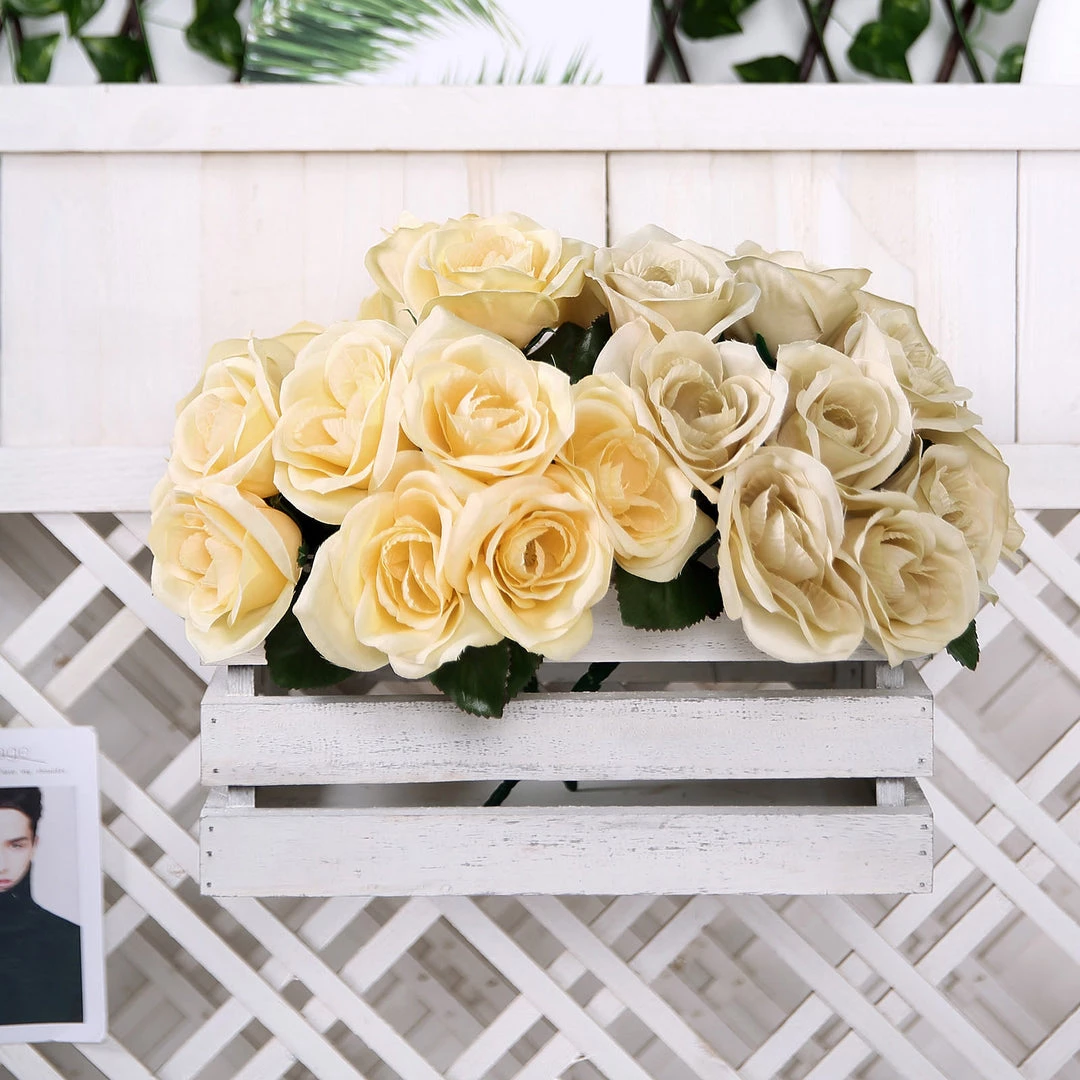 Silkflowersfactory Velvet Rose Bouquet Artificial Flowers- Yellow Bouquets 10 Silkflowersfactory Velvet Rose Bouquet Artificial Flowers- Yellow Bouquets