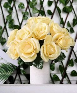 Silkflowersfactory Velvet Rose Bouquet Artificial Flowers- Yellow Bouquets 20 Silkflowersfactory Velvet Rose Bouquet Artificial Flowers- Yellow Bouquets