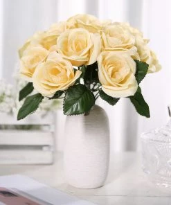 Silkflowersfactory Velvet Rose Bouquet Artificial Flowers- Yellow Bouquets 21 Silkflowersfactory Velvet Rose Bouquet Artificial Flowers- Yellow Bouquets