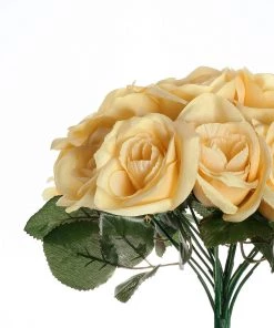 Silkflowersfactory Velvet Rose Bouquet Artificial Flowers- Yellow Bouquets 14 Silkflowersfactory Velvet Rose Bouquet Artificial Flowers- Yellow Bouquets