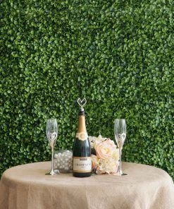 HIER_1920 Wall Panels 11 Sq Ft. | 4 Panels Artificial Boxwood Hedge Faux Small Leaves Foliage Green Garden Wall Mat