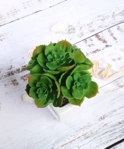 Silkflowersfactory Set Of 3 | 5'' Assorted Mini Echeveria Artificial Plants With Pots Succulents