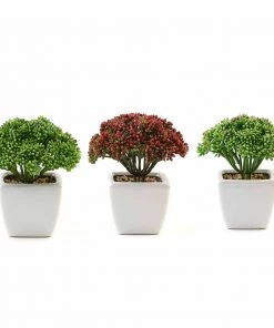 Silkflowersfactory Succulents Set Of 3 | 6'' Assorted Autumn Joy Sedum Artificial Plants With Pots