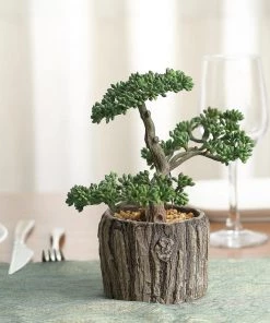 HIER_1710 8" Tall - Burro's Tail Artificial Plant - Faux Succulent In Round Concrete Planter