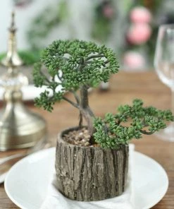 HIER_1710 8" Tall - Burro's Tail Artificial Plant - Faux Succulent In Round Concrete Planter