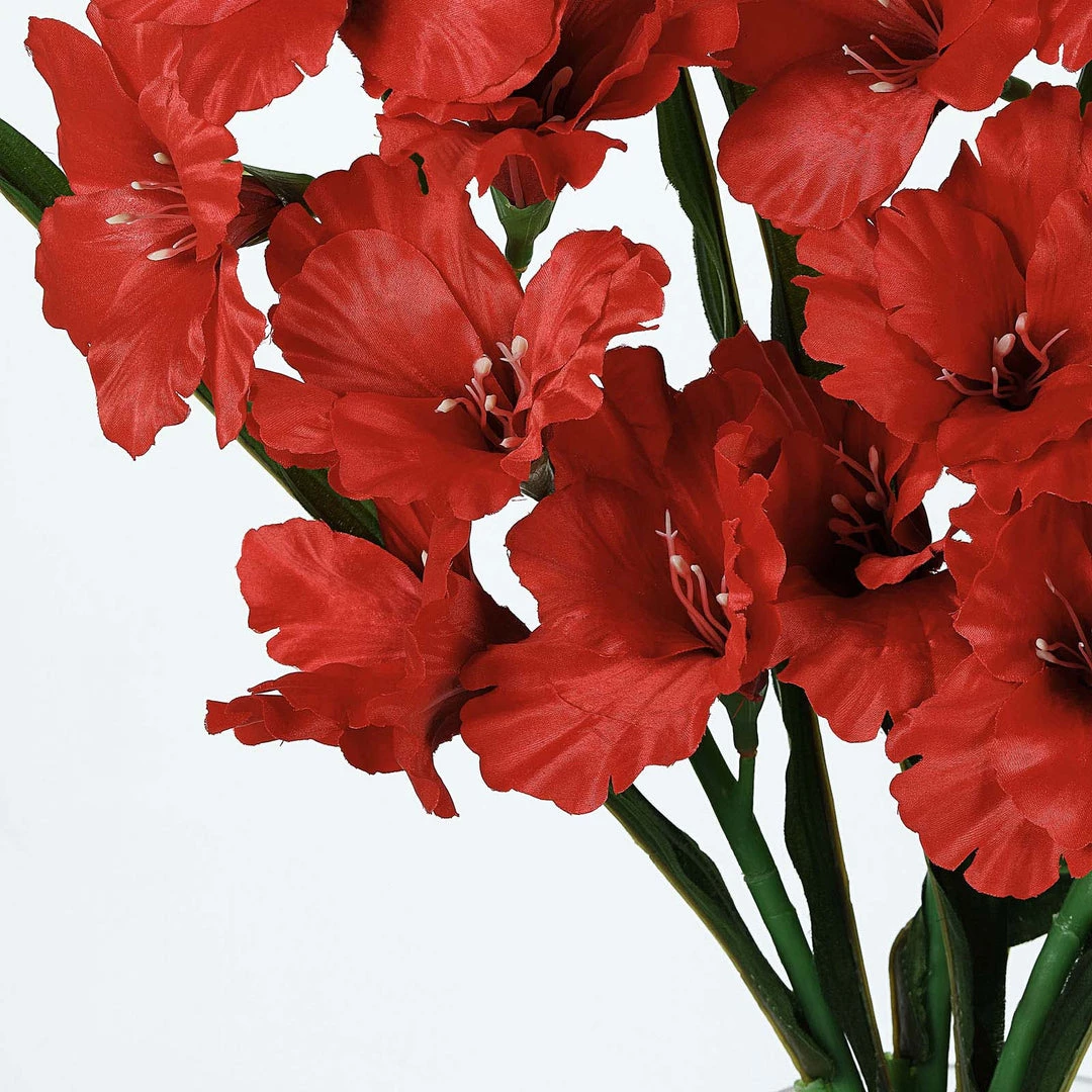 HIER_1150 3 Bushes | 36" Red Artificial Silk Long Stem Gladiolus Flower Spray - Filler Flowers 10 HIER_1150 3 Bushes | 36" Red Artificial Silk Long Stem Gladiolus Flower Spray - Filler Flowers