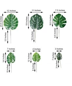 HIER_1400 6 Stems | Monstera Tropical Leaf, Artificial Leaves For Hawaiian Luau Party Decoration - Assorted Green Artificial Plants 25 HIER_1400 6 Stems | Monstera Tropical Leaf, Artificial Leaves For Hawaiian Luau Party Decoration - Assorted Green Artificial Plants