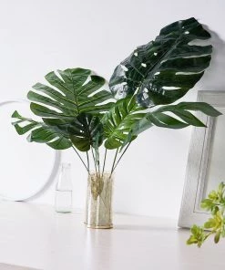 HIER_1400 6 Stems | Monstera Tropical Leaf, Artificial Leaves For Hawaiian Luau Party Decoration - Assorted Green Artificial Plants 30 HIER_1400 6 Stems | Monstera Tropical Leaf, Artificial Leaves For Hawaiian Luau Party Decoration - Assorted Green Artificial Plants