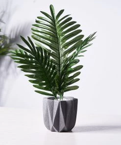 HIER_1400 Artificial Plants 5 Pack | Green Palm Leaf Stems, Artificial Leaves For Hawaiian Luau Party Decoration - Assorted Size