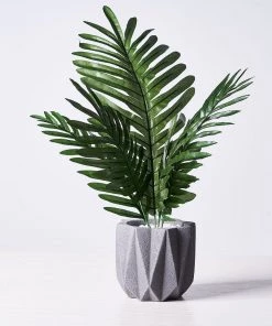 HIER_1400 Artificial Plants 5 Pack | Green Palm Leaf Stems, Artificial Leaves For Hawaiian Luau Party Decoration - Assorted Size