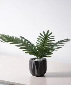 HIER_1400 Artificial Plants 5 Pack | Green Palm Leaf Stems, Artificial Leaves For Hawaiian Luau Party Decoration - Assorted Size