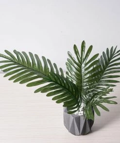 HIER_1400 Artificial Plants 5 Pack | Green Palm Leaf Stems, Artificial Leaves For Hawaiian Luau Party Decoration - Assorted Size