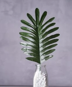 HIER_1400 Artificial Plants 5 Pack | Green Palm Leaf Stems, Artificial Leaves For Hawaiian Luau Party Decoration - Assorted Size