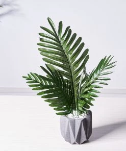 HIER_1400 Artificial Plants 5 Pack | Green Palm Leaf Stems, Artificial Leaves For Hawaiian Luau Party Decoration - Assorted Size